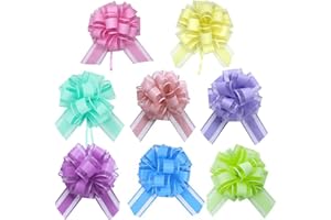 HSXJJ 8 Piece Large Gift Bow,Multi Colour Drawstring Bow for Gift Wrap,6 inch,Basket and Wedding Decoration,Holiday Gift Wrap Bows
