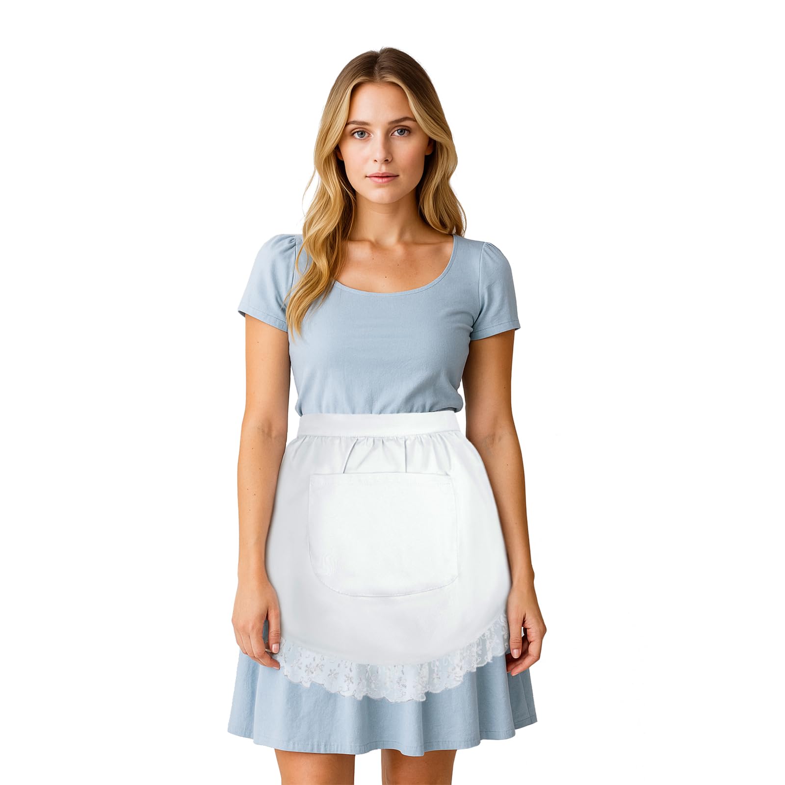 Aspire Women's Cotton Kitchen Apron Low Waist Lace Apron with Pocket for Cafe, Restaurant, Kitchen