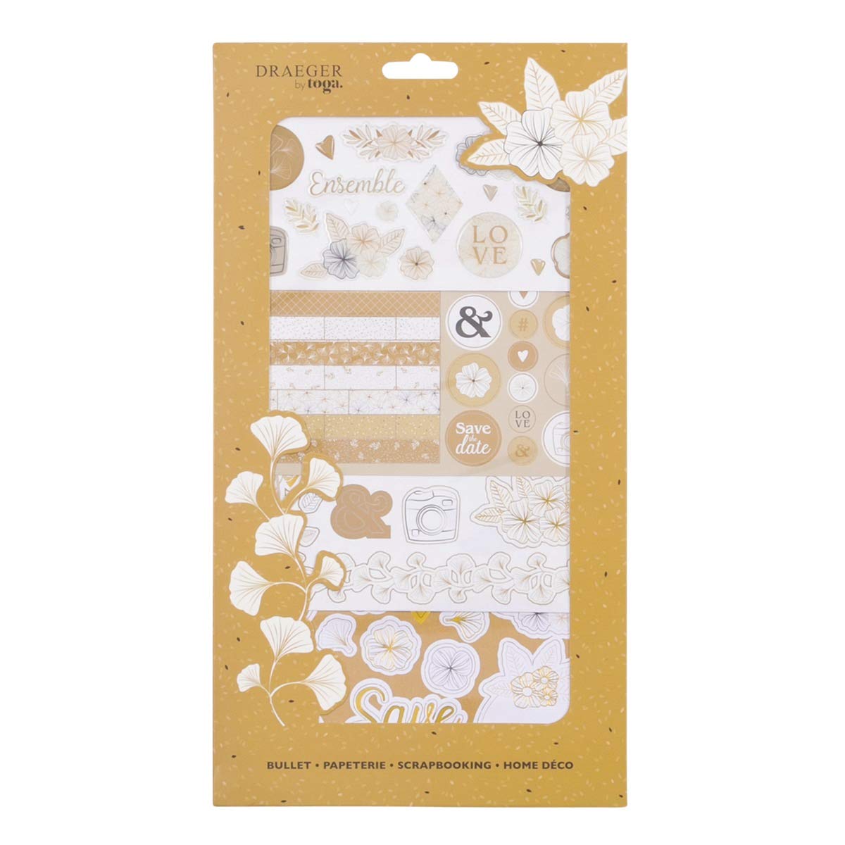 Toga Decals and Cut Shapes, Paper, Gold and White, 17 x 31 cm
