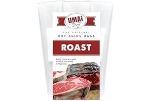 UMAi Dry Aging Bag for Steaks, Pack of 3, Dry Age Bags for Meat, Boneless or Bone-In Rib Roast Cuts up to 8-10 lbs, Home Steak Ager Bags, No Vacuum Sealer Required, Tender Aged Beef in 28-45 Days
