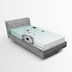 Ambesonne Art Fitted Sheet, Dandelion Flower