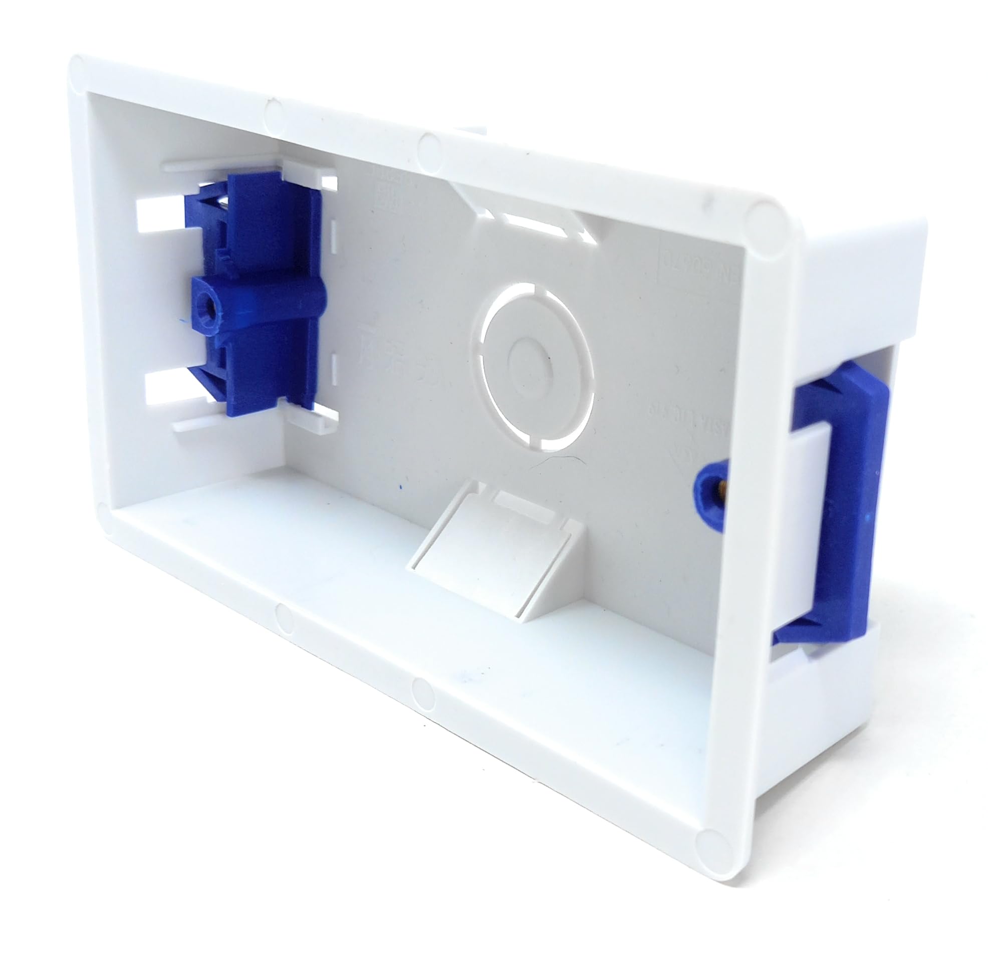 1pcs Dual 2 Gang Dry Lining Back Plasterboard Surface Pattress Box with Adjustable Lugs 35mm Deep, for Faceplate