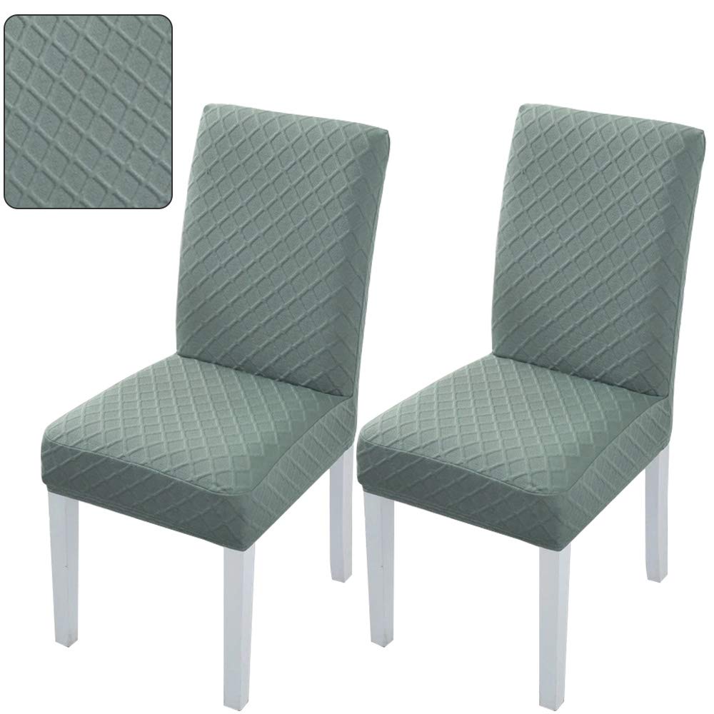YOFASEN 2 PCS Chair Covers - Stretch Removable Washable Chair Covers for Dining Chairs, Chair Seat Covers with Elastic Band for Home,Hotel,Banquet (Light Green)