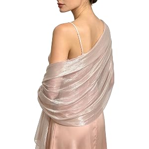 Ludzucy Shawl Wraps for Women, Sparkly Scarf for Evening Dress, Sheer Chiffon Scarf for Party, Festival, Wedding
