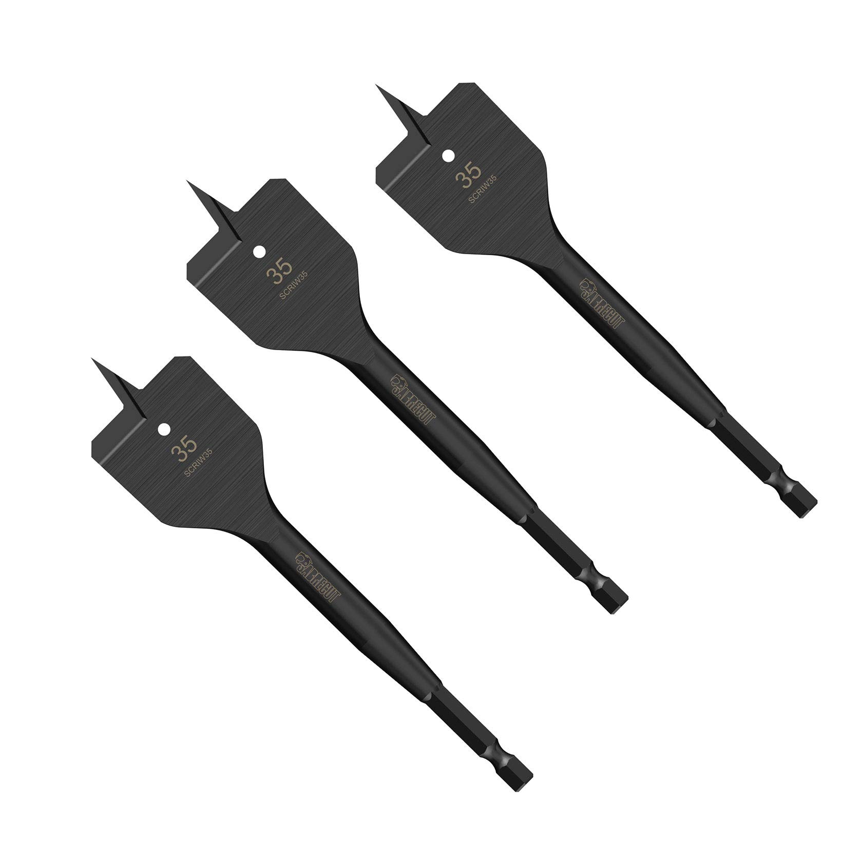 3 x SabreCut SCRIW35_3 35mm x 152mm Impact Rated Flat Wood Spade Bits for Softwood Hardwood Chipboard