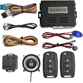 BANVIE Car Alarm System with Remote Start &amp; Push to Start Ignition Kit Engine Button