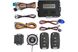 BANVIE Car Alarm System with Remote Start & Push to Start Ignition Kit Engine Button