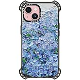 CASETiFY Bounce iPhone 15 Case [6X Military Grade Drop Tested / 21.3ft Drop Protection/Compatible with Magsafe] - Nantucket Blue Hydrangeas - Clear Black