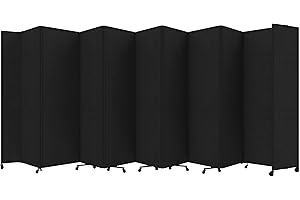 Versare Room Divider 360 Portable Wall Partition | Folding Panels | Large Freestanding Divider | Locking Wheels | Temporary Room Separator
