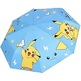 Rosavida Kids Automatic Open-Close Windproof Umbrella Cartoon UV-Resistant Folding Travel Umbrella Anti-Rebound Compact Design for Boys & Girls - Blue