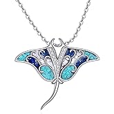 ASTRKIP Manta Ray Necklace Sterling Silver Stingray Necklace Turquoise Ocean Jewelry Manta Ray Gifts for Women
