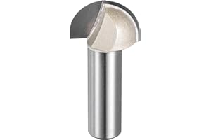HARFINGTON 1pcs Router Bit Core Box 1/2 Shank 1 Inch Cutting Dia. Round Nose Router Bit 1 Flutes Carbide Cove Box Cutter for 