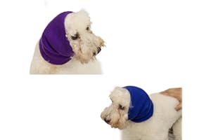 DDFS 2 Pack Pet Ear Covers for Bath,Soothing Hoodies for Dogs&Cats-Anxiety & Stress Relief-Puppy Calming Product Happy Ear Cover No Flap Ear Wraps for Dogs for Hematoma- Purple+Blue M