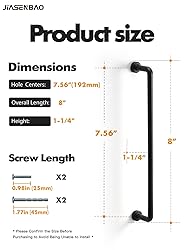 JIASENBAO Black Cabinet Bar Pulls 7.56" Hole Center
