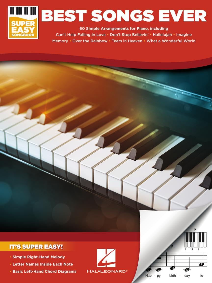 Super Easy Piano: Best Songs Ever | Songobook and Sheet Music with Lyrics and Chord Diagrams | 60 Classic Pop Broadway Standards Arranged for Keyboard or Piano Players
