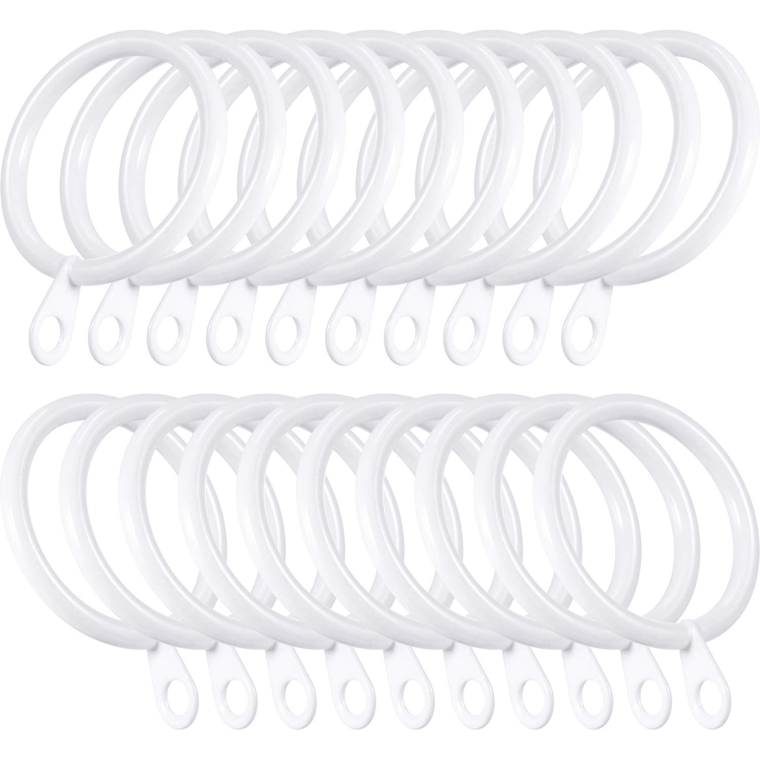 Shappy Metal Drapery Curtain Rings Hanging Rings for Curtains and Rods, Drape Sliding Eyelet Rings 30 mm Internal Diameter (White, 20 Pack)