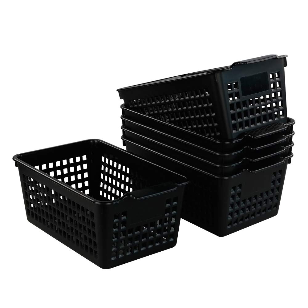 Bblina 6-pack Black Plastic Baskets, Small Storage Basket