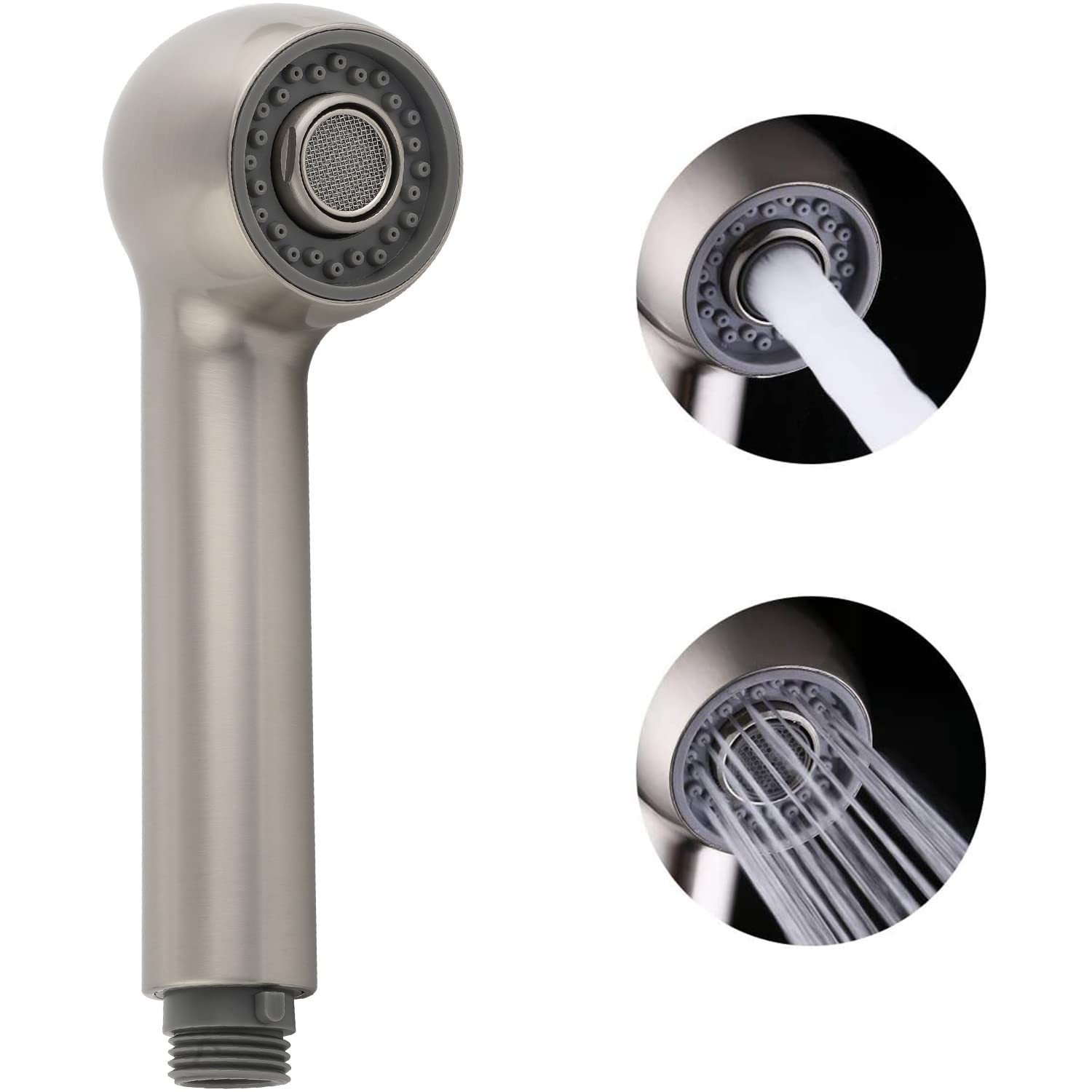 Photo 1 of Pull Out Kitchen Faucet Head 2 Function Sink Sprayer Head Replacement, G1/2 or 13/16 Inch Male Connector, NOT UNIVERSAL, Spray Head Faucet Head Kitchen Tap Sprayer Spout, Brushed Nickel