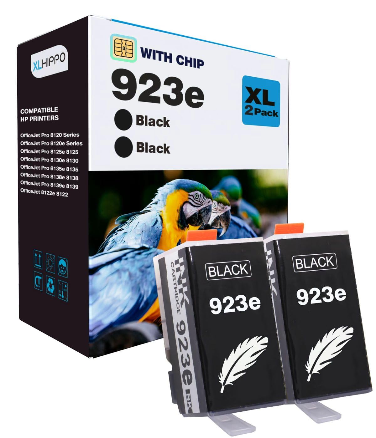 Photo 1 of 923e 923XL Black Replacement for HP 923 Black Ink Cartridgs for HP Printers OfficeJet Pro 8130e 8135e 8025e 8138e 8139e 8130 Series Office Jet 8122e 8120 Series Printer (2 Pack 923 XL K)