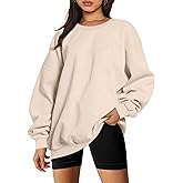 Women's Oversized Sweatshirts Fleece Long Sleeve Crew Neck Pullover Sweatshirt Casual Hoodie Tops Small