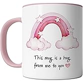 FLEXISAVVY This Mug Is A Hug From Me To You - Get Well Soon Mug - Lovely Get Well Soon Gift Idea For Mens and Womens White/Pink 11oz Ceramic Coffee Mug