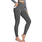 baleaf Women's Petite Fleece Lined Leggings with Pockets, 25" Thermal Winter Warm High Waisted Thick 7/8 Yoga Pants
