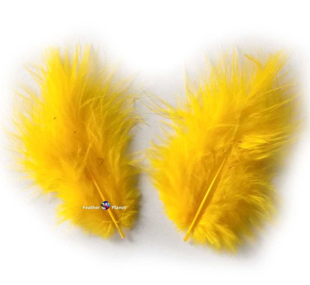 Marabou Feathers in Gold Yellow (Pk 30) by GC