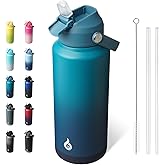 BJPKPK Water Bottle with Straw Lid, 32oz Vacuum Insulated Water Bottles, Metal Stainless Steel Thermo for Sports, Travel, BPA Free Leak Proof Thermo, Cups, Flasks, Tumblers,Vast