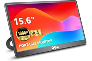 QQH Portable Monitor, 15.6" FHD 1080P IPS Travel Monitor Kickstand for Laptop with HDR, Ultra Slim, Eye Care, Plug&Play USB C HDMI External Second Screen for PC Phone MAC PS5 Xbox Switch