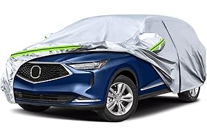SPORTULI Waterproof Car Covers Replace for 2001-2024 Acura MDX, 6 Layers Silver All Weather Car Cover with Zipper Door & Windproof Bands for Snow Rain Dust Hail Protection
