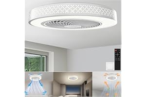 Koopala Ceiling Fans with Lights, 20 inch Low Profile Ceiling Fan with Light and Remote Control, Flush Mount, Noiseless, 6 Speeds, Dimmable, Night Light Mode, Timing & Washable for Bedroom
