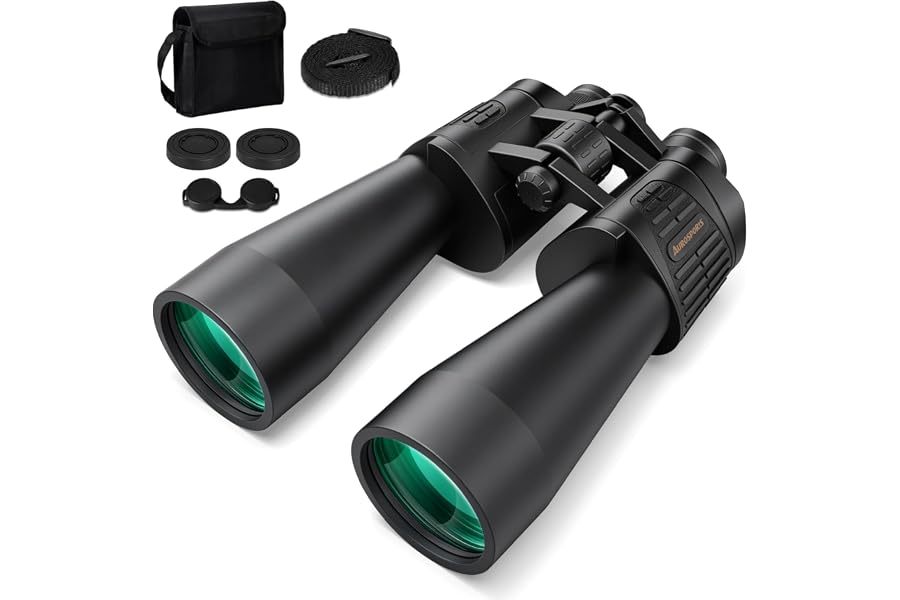 Aurosports 20x70 Binoculars for Adults High Powered – Large View Binoculars with Low Light Vision - High Powered Binocular for Bird Watching Hunting Stargazing Cruise Ship - Gifts for Men