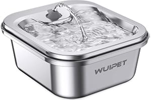 WUIPET 4.0L/135oz Cat Water Fountain: Automatic Dog Water Dispenser Stainless Steel, Dog Drinking Fountains, Ultra-Quiet Pump & 2 Replacement Filters for Cats, Dogs, Multiple Pets