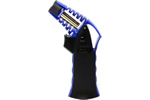 Scorch Torch CNC Machined 6.75" Tall Handheld Aluminum Flame Adjustable Butane Refillable Torch In Gift Box (Blue #1)