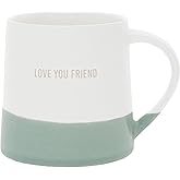 Pavilion Gift Company - Love You Friend - 17 oz Organic Shaped Teal Dipped Stamped Letter Novelty Coffee Mug Tea Cup Best Friend Bestie BFF Gift Neutral Home Modern Friendship Present