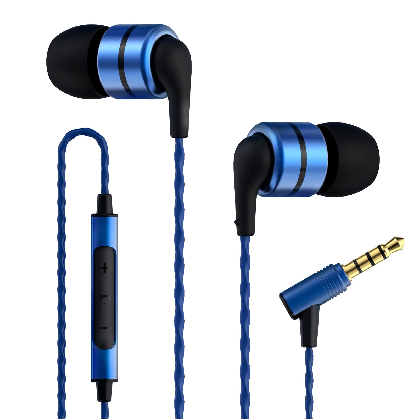 Soundmagic E80C Wired Earbuds with Microphone HiFi Stereo Audiophile Earphones Noise Isolating in Ear Headphones Comfortable Fit Bass Blue