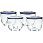 S'well 12oz Glass Prep Bowl Set of 4 For Easy Meal Prep, Coastal Blues, Made From Durable Tempered Glass, Nests Inside 21.5oz