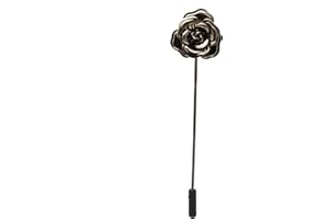 A N KINGPiiN Lapel Pin for Men Formal Black Metalic Flower Metal Brooch Costume Pin Shirt Studs Men's Accessories