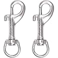 SHONAN 2.75 Inch Swivel Eye Snap Hook, 2 Pack Marine Grade Scuba Bolt Snap, Single Ended Stainless Steel Flag Clips Swivel Snaps for Scuba Diving, Flag Pole Rope, Dog Leash, Camera Strap