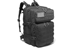 ONE WVW PIN Tactical Backpack for Men Bug Out Bag Army Pack Rucking Backpacks 45L MOLLE Military 3 Day Hiking Rucksack (Black)