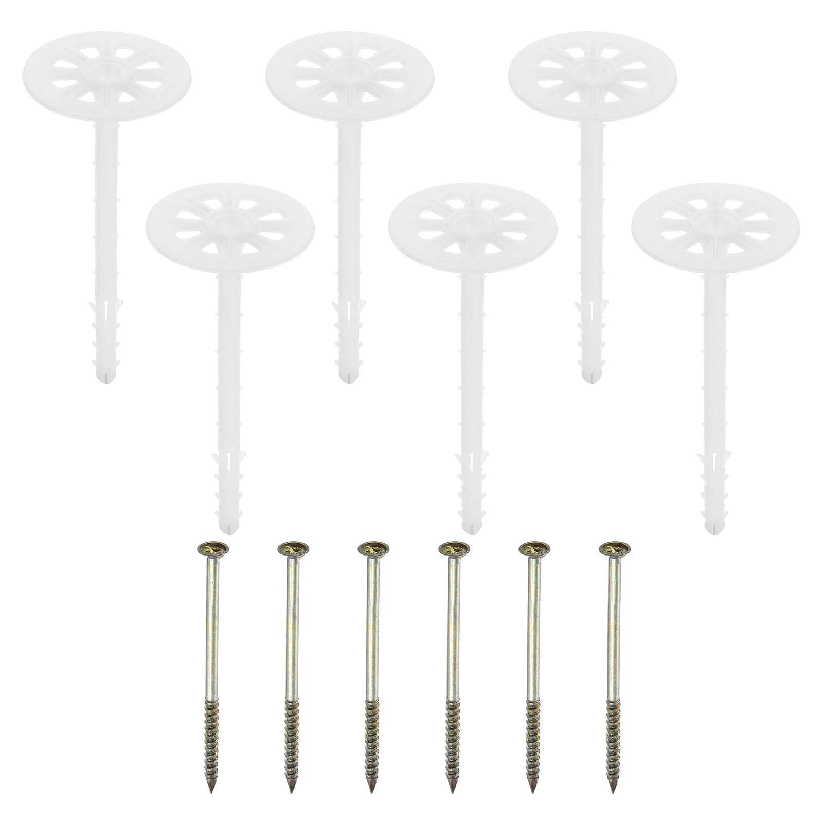PATIKIL 142mm Perforated Insulation Pins, 30 Pack Insulating Nails Wall Plug Plastic Expansion Bolt for Fixing Foam Boards to Masonry Wall or Ceiling
