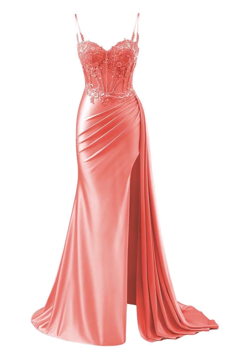 INEWER Lace Appliques Corset Prom Ball Dress Gown