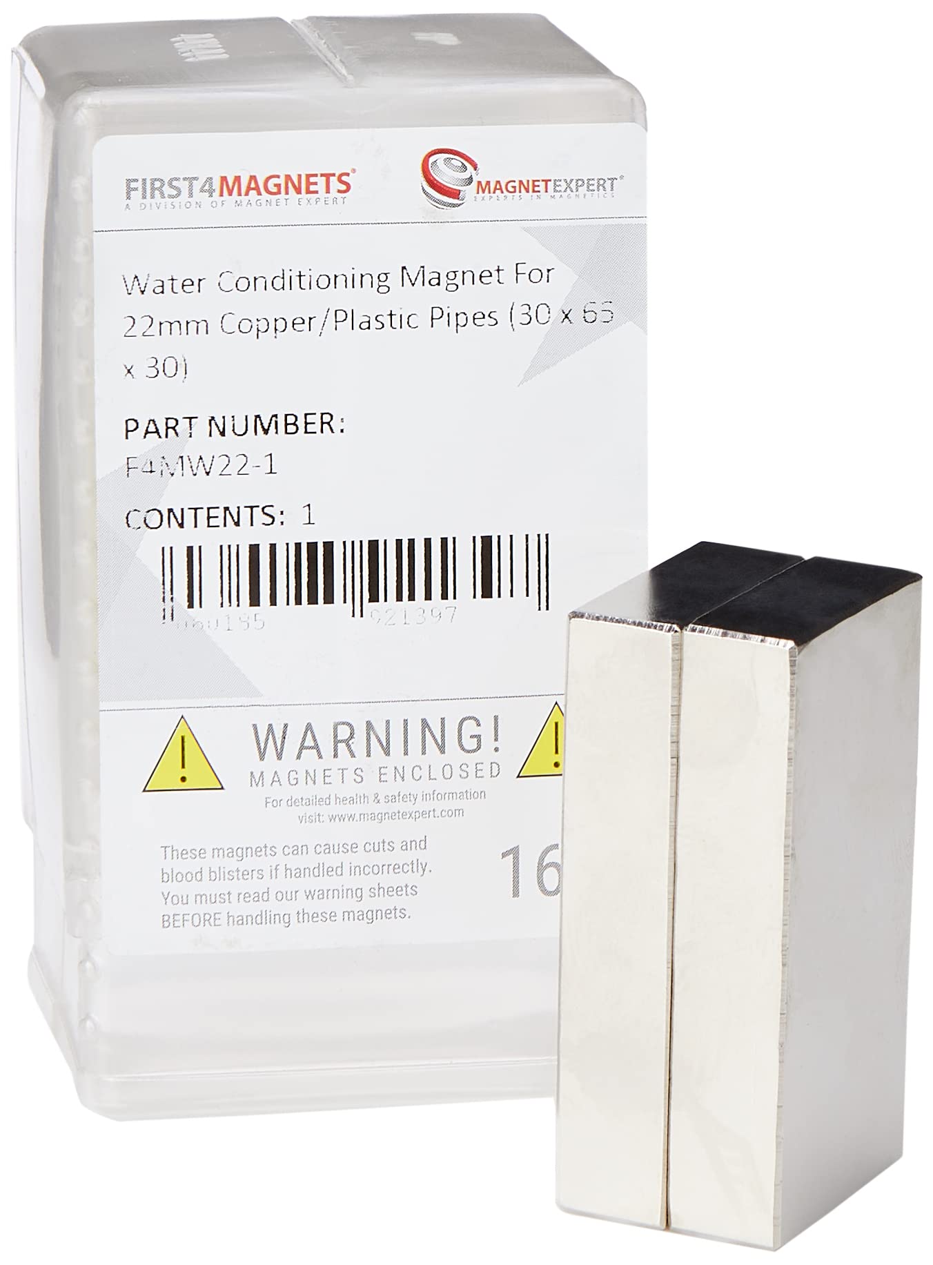 FIRST4MAGNETS Water Conditioning Magnet X12000 for 22mm Copper/Plastic Pipes - Designed to Magnetically Treat Water - 30mm x 65mm x 30mm