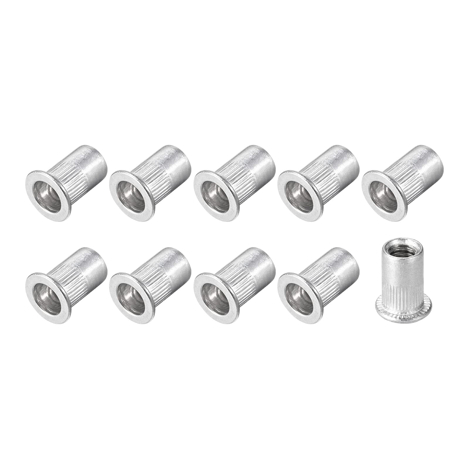 METALLIXITY Rivet Nuts (1/4"-20) 25Pcs, Aluminum Alloy Threaded Insert Nuts - for Furniture Mechanical Fasteners, Silver Tone