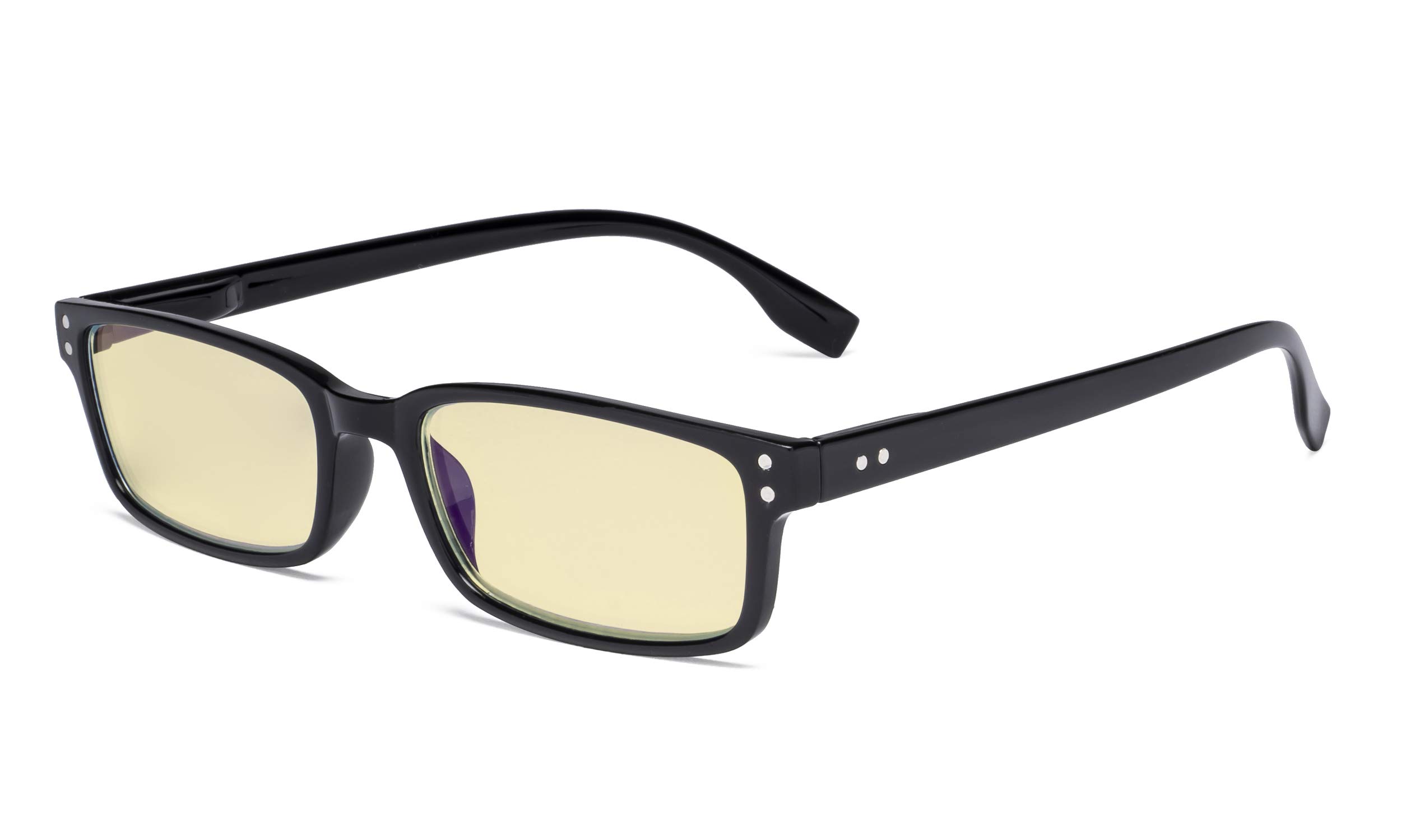 Eyekepper Blue Light Blocking Reading Glasses with Yellow Filter Lens - Computer Readers Men Women - Black +2.00