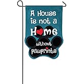 Evergreen Flag House is Not a Home without Pawprints Garden Flag 12x18 Double Sided | Paw Prints Heart Garden Flags For Outside | All Seasons | House Flags for Pet Puppy Dog Cat Lovers
