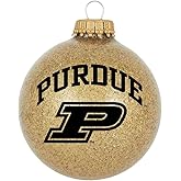 Purdue Boilermakers Sparkle Ornament, 3.25 Inch Blown Glass Christmas Ornament with Official NCAA Team Logo and Colors