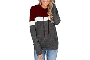 PBNBP Women's Color Block Pullover Hoodies with Pockets Athletic Sweatshirts Drawstring Hooded Tops Long Sleeve Casual Blouse