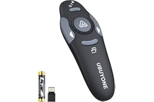 UBUYONE Presentation Clicker Pointer, 2.4 GHz Wireless Presenter Remote, Slide Advancer PowerPoint Presentation Pointer Presentation Clicker for Keynote/PPT/Google Slides/Mac/PC (Battery Include)