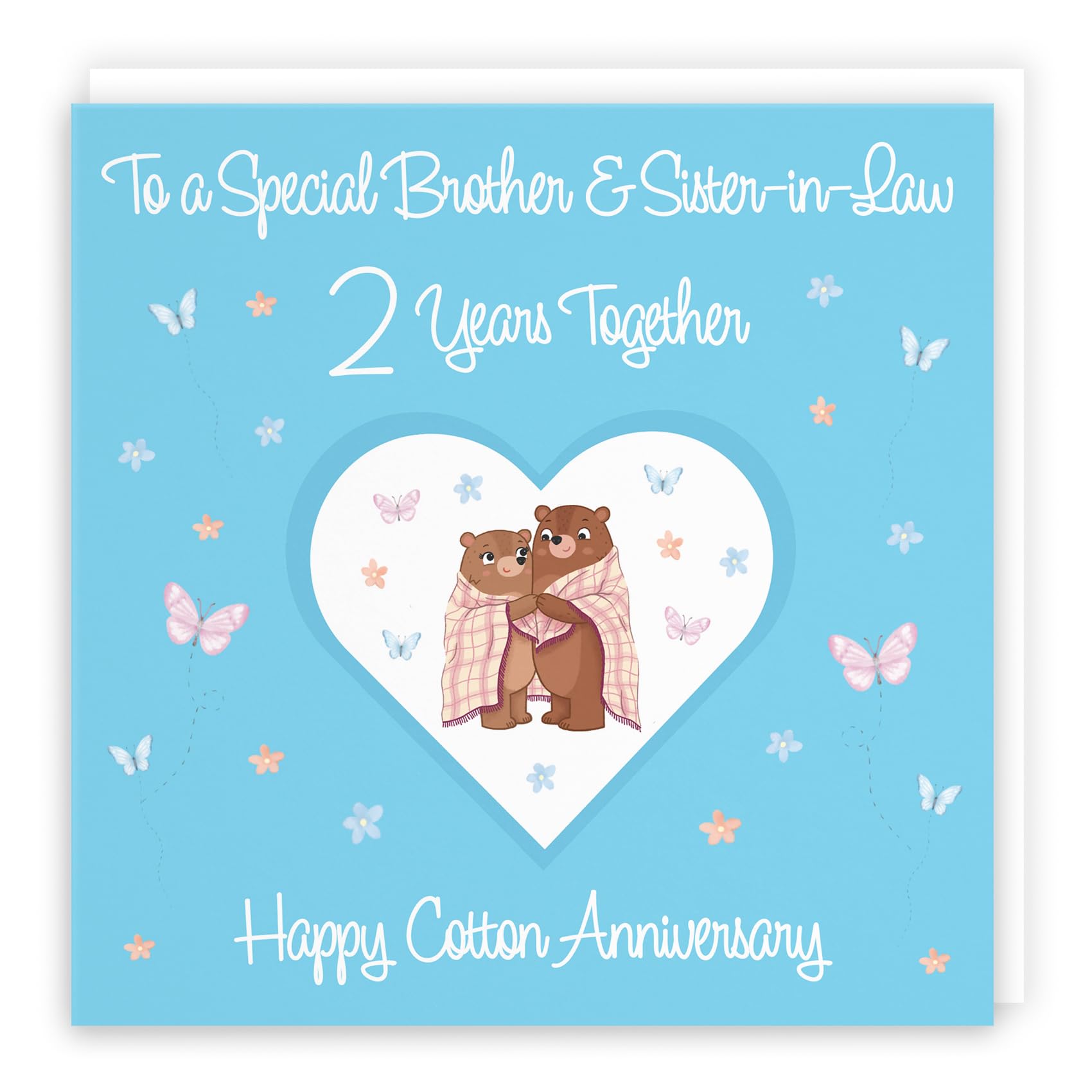 Hunts England - Brother & Sister-in-Law 2nd Anniversary Card - 2 Years - Cotton Anniversary - Romantic Meadows - Fun Card - Second Anniversary Card For Brother And Sister-in-Law — image 1